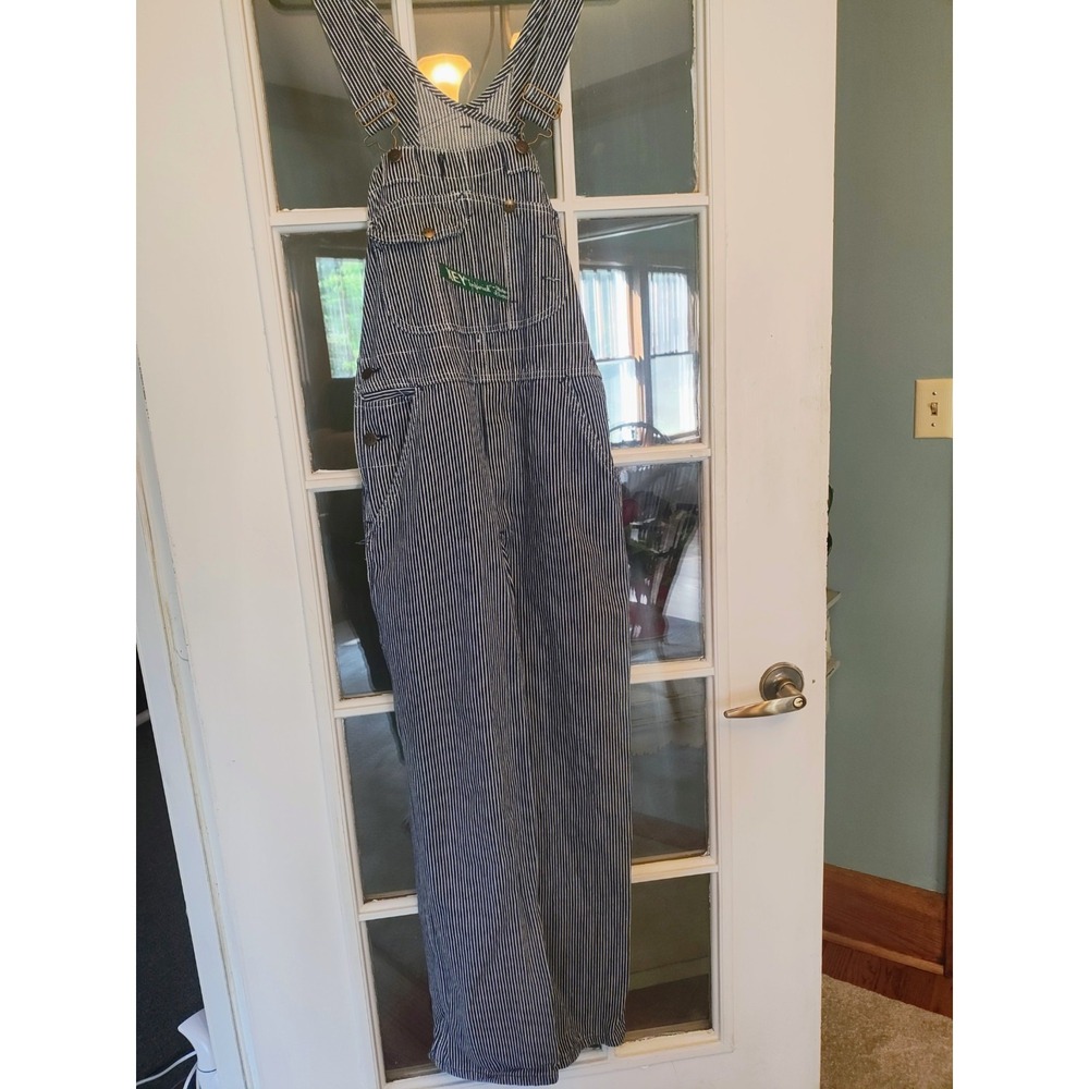 KEY Imperial Men's 30x30 Hickory Stripe Bib Overalls Railroad Workwear - Picture 3 of 8